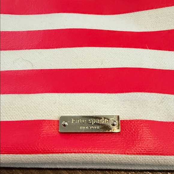 Kate Spade Red and White Stripe Wristlet Clutch with Sunglasses Graphic - Picture 3 of 7
